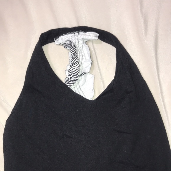 Bluefish Sport Black Halter Top With Zebra Print Details - Picture 2 of 6